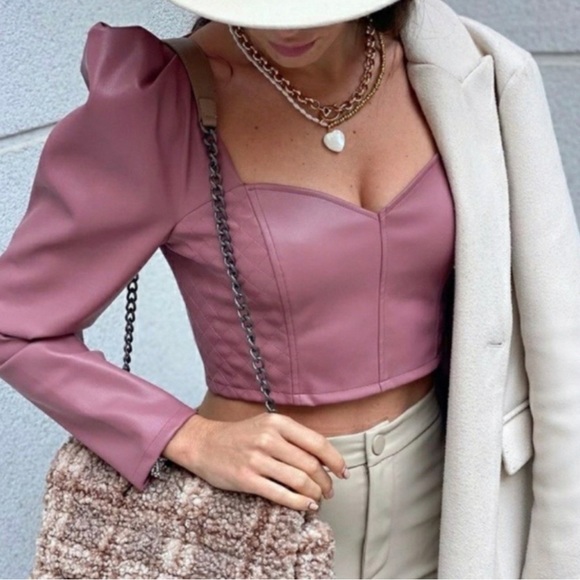 Zara Tops - NWT Zara Faux Leather Crop Top Bloggers Favorite